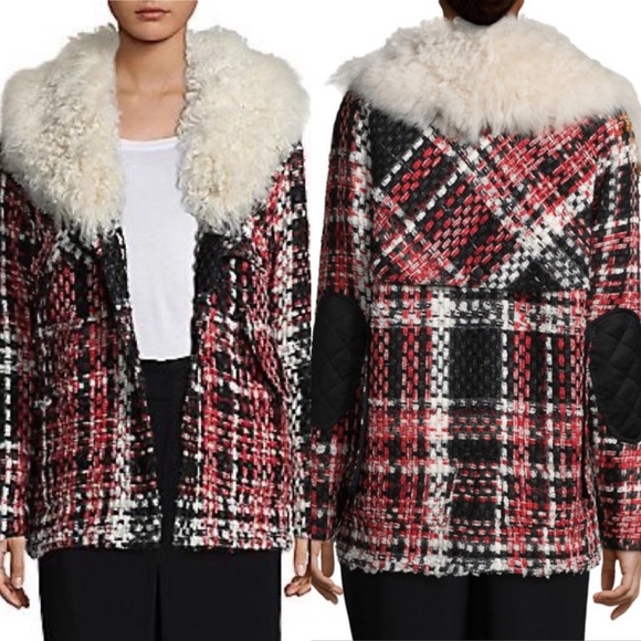 rag & bone Jackets & Blazers - Rag & Bone Antoine Weave Fur-Trimmed Plaid Jacket